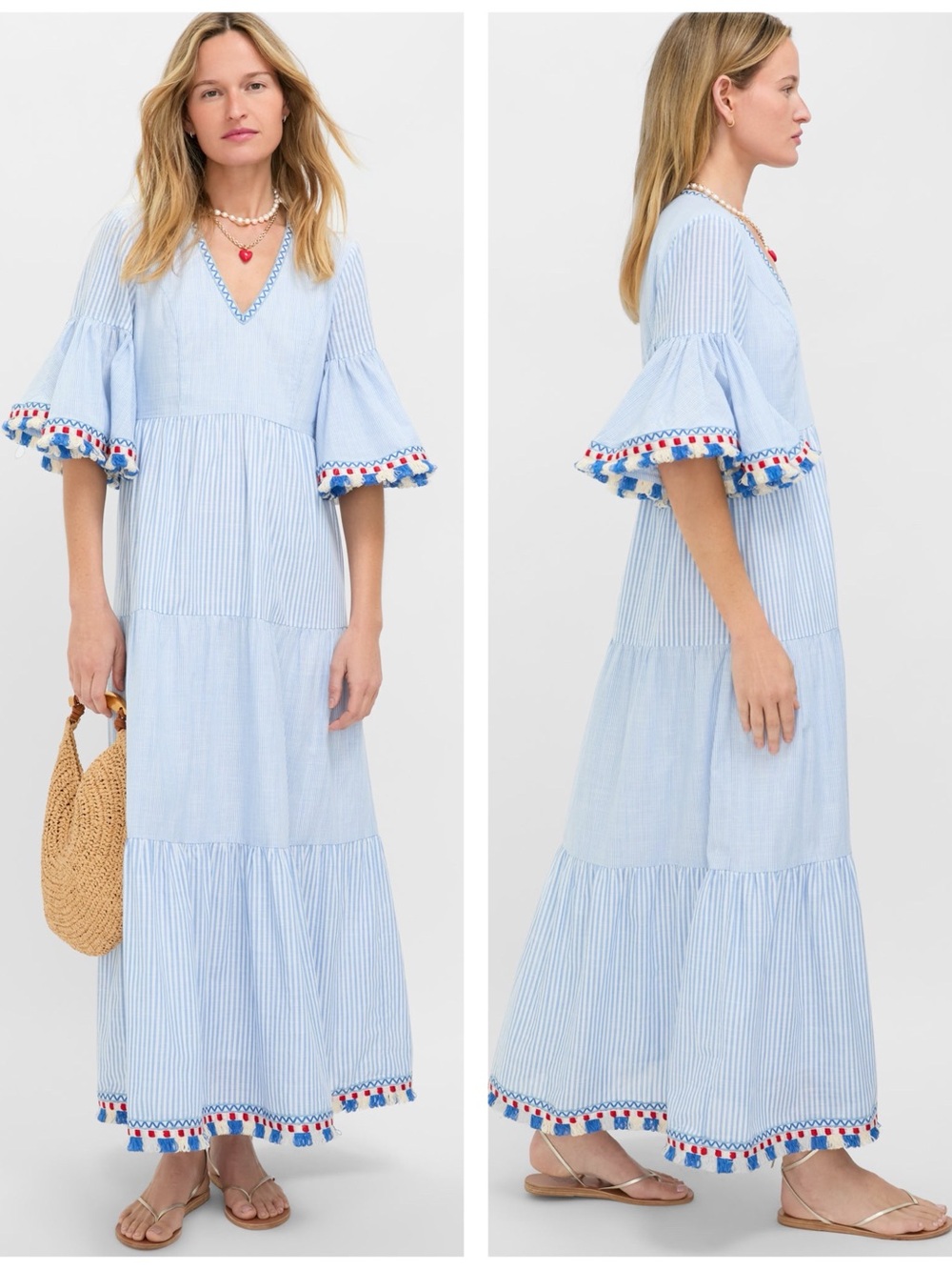 Tuckernuck Chambray Stripe Fringe Ginger Dress